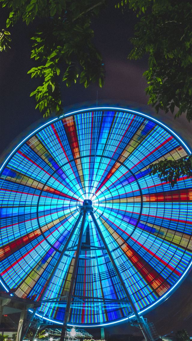 1290x2796 multicolored Ferris wheel during night time - shiny iPhone Wallpaper
