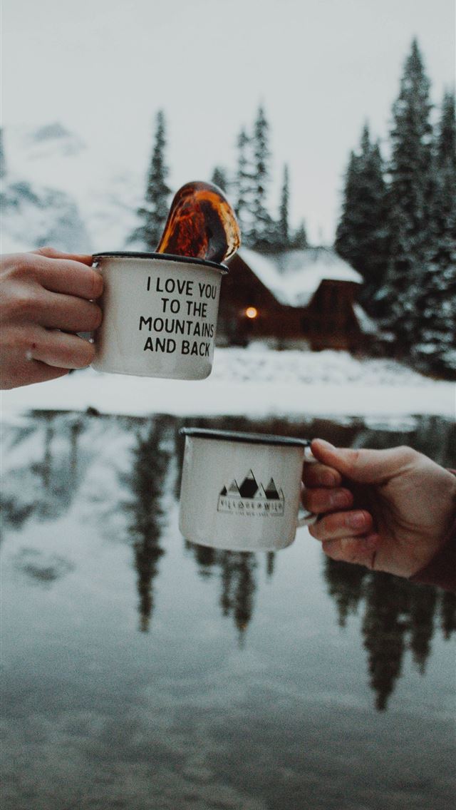 1290x2796 two person toasting their cups outdoors - winter iPhone Wallpaper