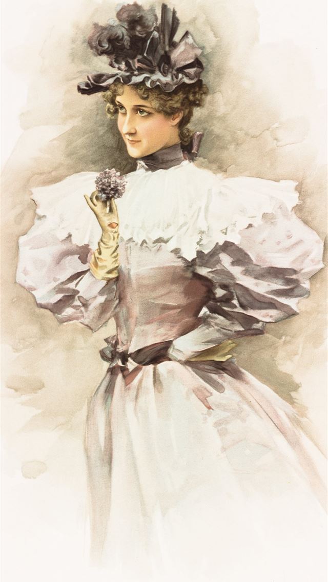 1290x2796 woman in white dress painting - art iPhone Wallpaper