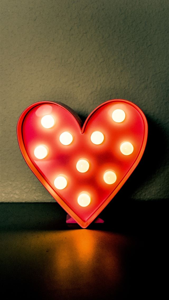 1290x2796 red and white led lighted heart decor - hearts iPhone Wallpaper