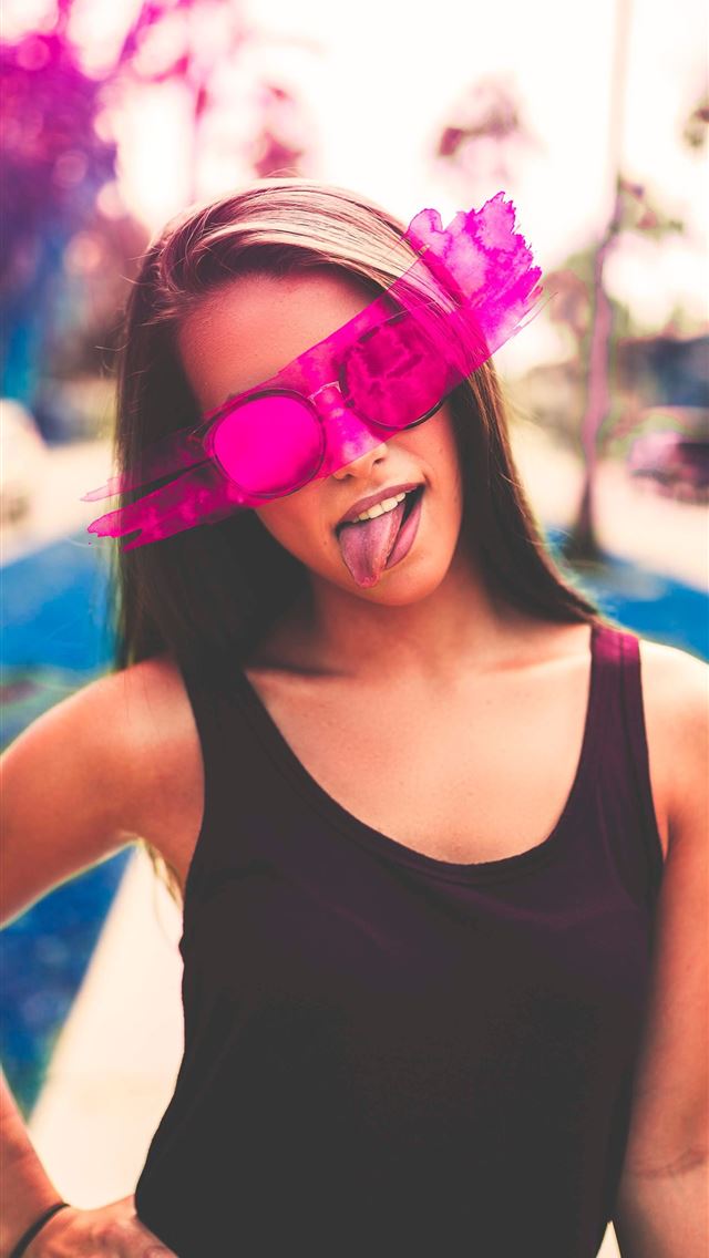 1290x2796 woman in red tank top standing on outdoors - pink iPhone Wallpaper