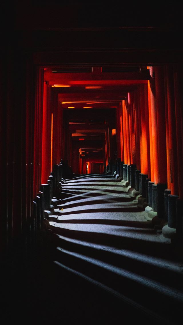 1290x2796 orange and black tunnel photo - japan iPhone Wallpaper
