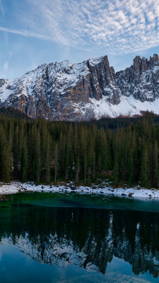 1290x2796 italy mountains lake carezza alps 5k - nature iPhone Wallpaper