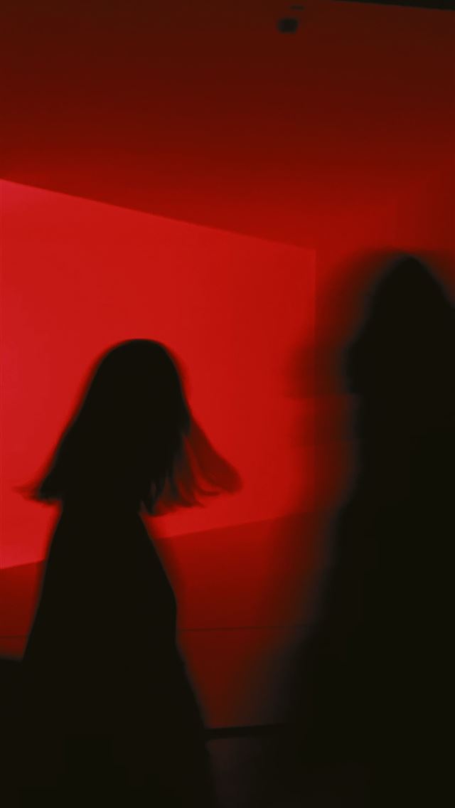 640x1136 silhouette of 2 women standing in front of red wal... -  iPhone Wallpaper