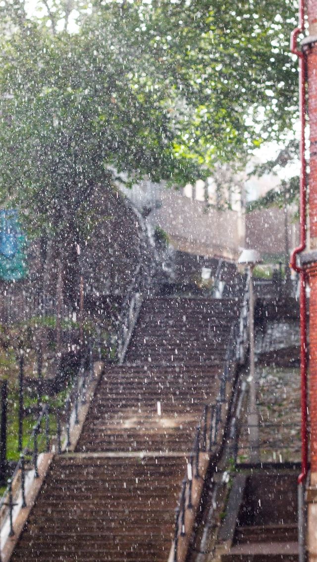 1290x2796 rainfall on building and stairs - windows iPhone Wallpaper