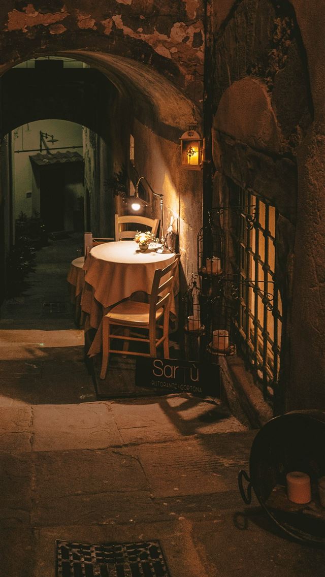 1290x2796 white wooden bistro set - italy iPhone Wallpaper
