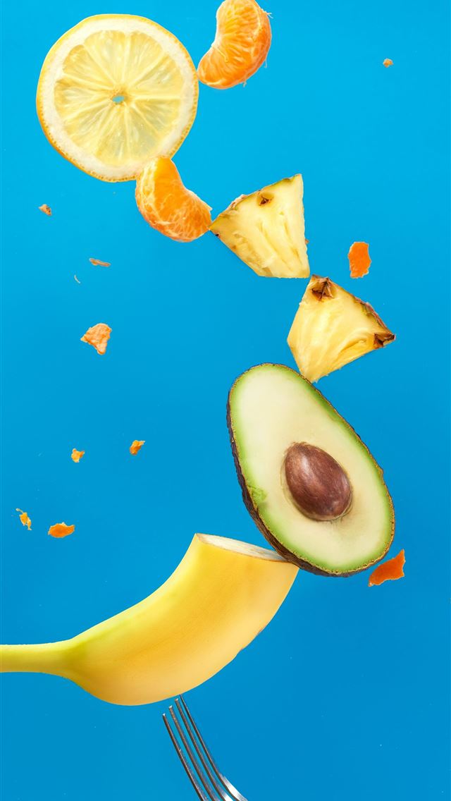 1290x2796 sliced lemon fruit on blue surface - fruit iPhone Wallpaper