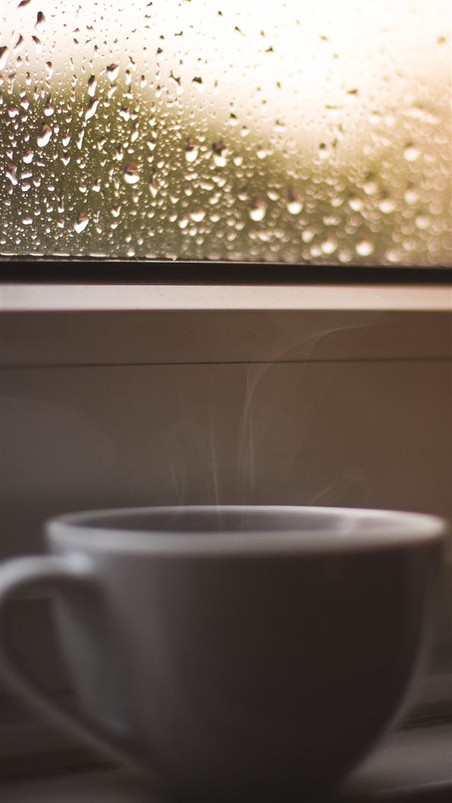 1290x2796 selective focus of water dew on window - coffee iPhone Wallpaper