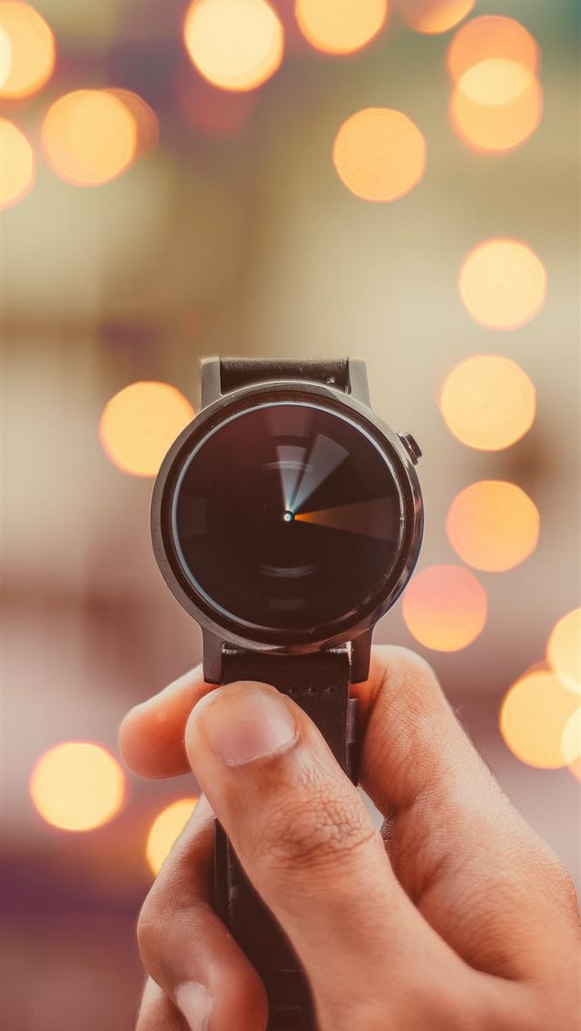 1125x2436 round silver colored smartwatch bokeh photography - summer iPhone Wallpaper