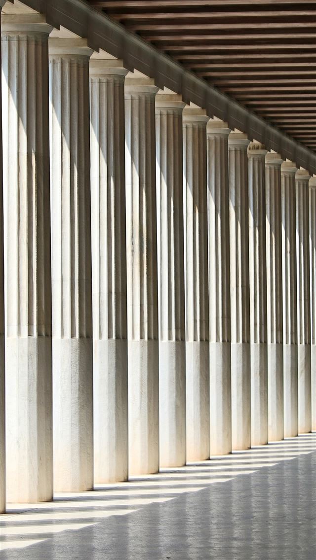 1290x2796 inline white concrete pillars with empty hallway - stone iPhone Wallpaper