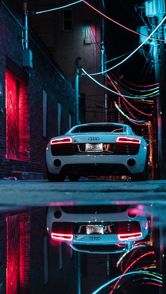 1290x2796 white car parked beside building - blue iPhone Wallpaper