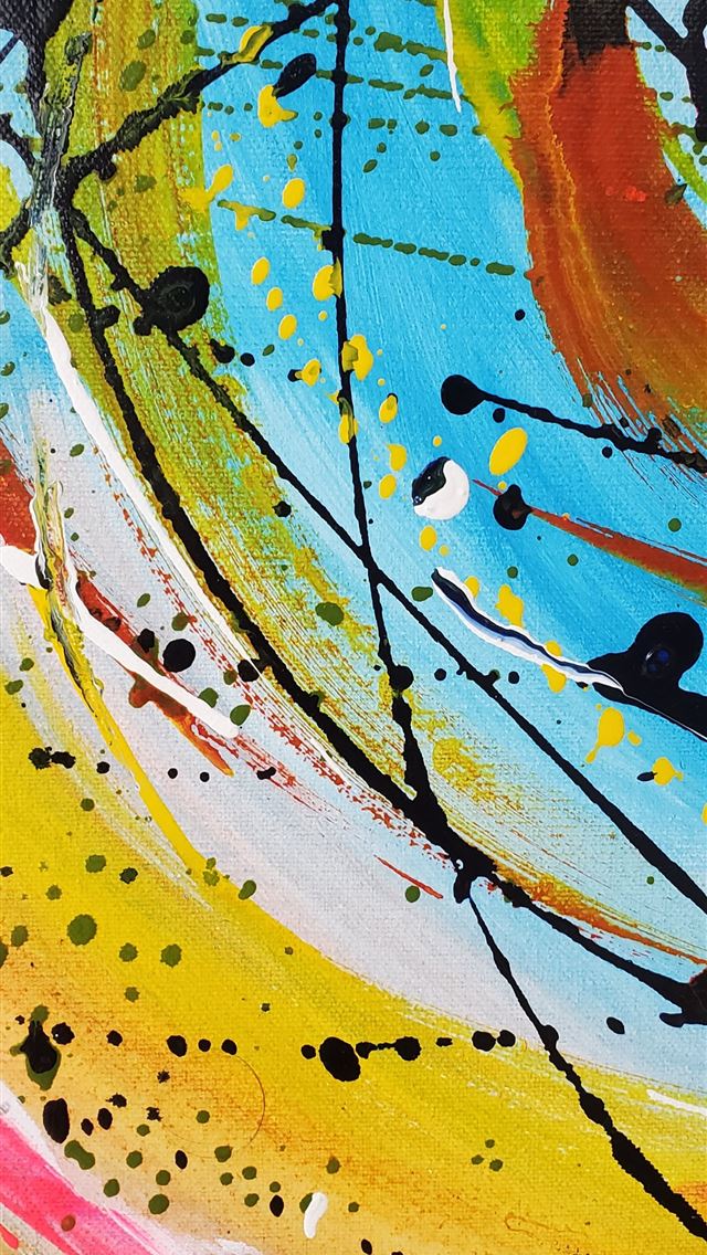 1290x2796 blue yellow and red abstract painting - modern iPhone Wallpaper