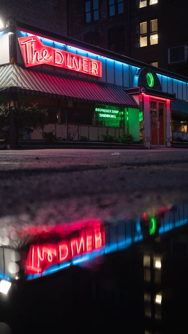 1290x2796 The Diner lighted signage - lights iPhone Wallpaper