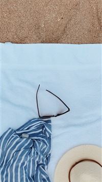 flay lay photography of blanket summer hat and sun... wallpaper