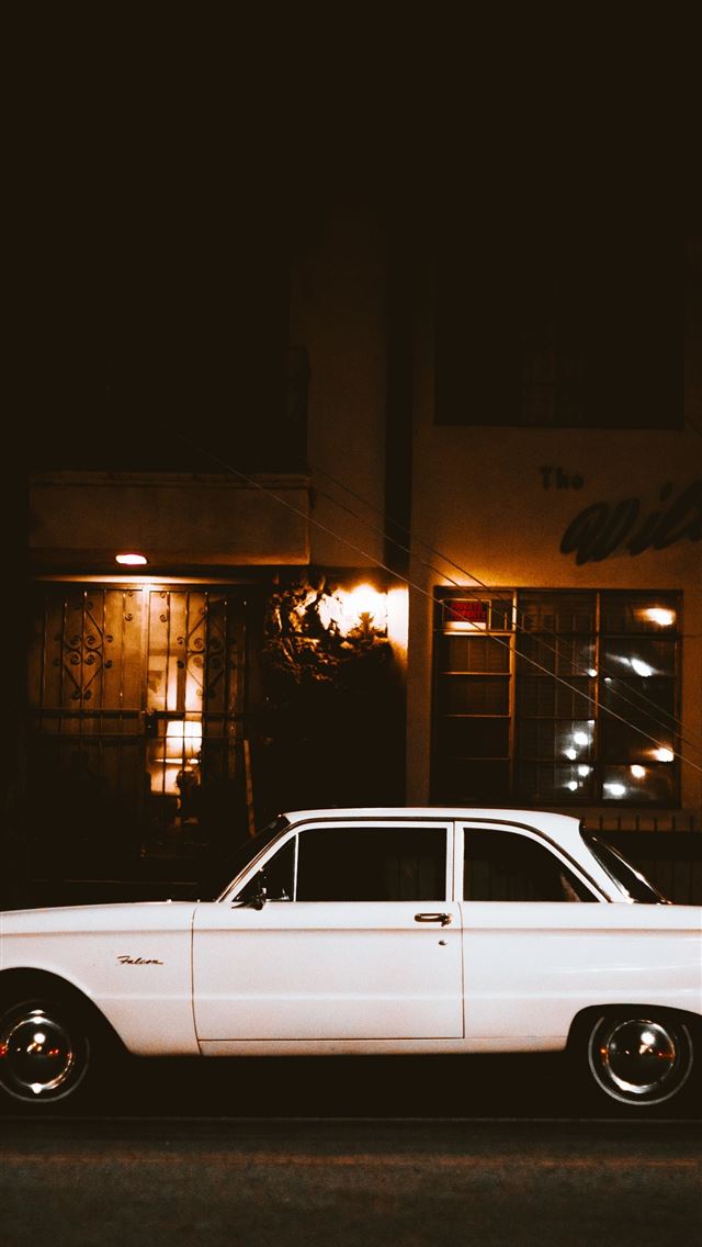 1290x2796 white car parked beside the street - car iPhone Wallpaper