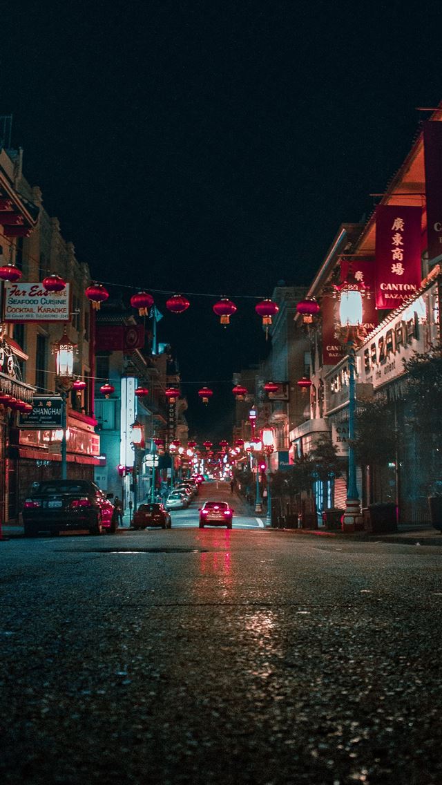 1290x2796 Canton Bazaar storefront during nighttime -  iphone 15 Wallpaper