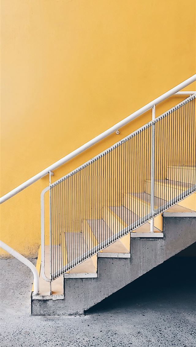 1290x2796 brown wooden staircase - yellow iPhone Wallpaper