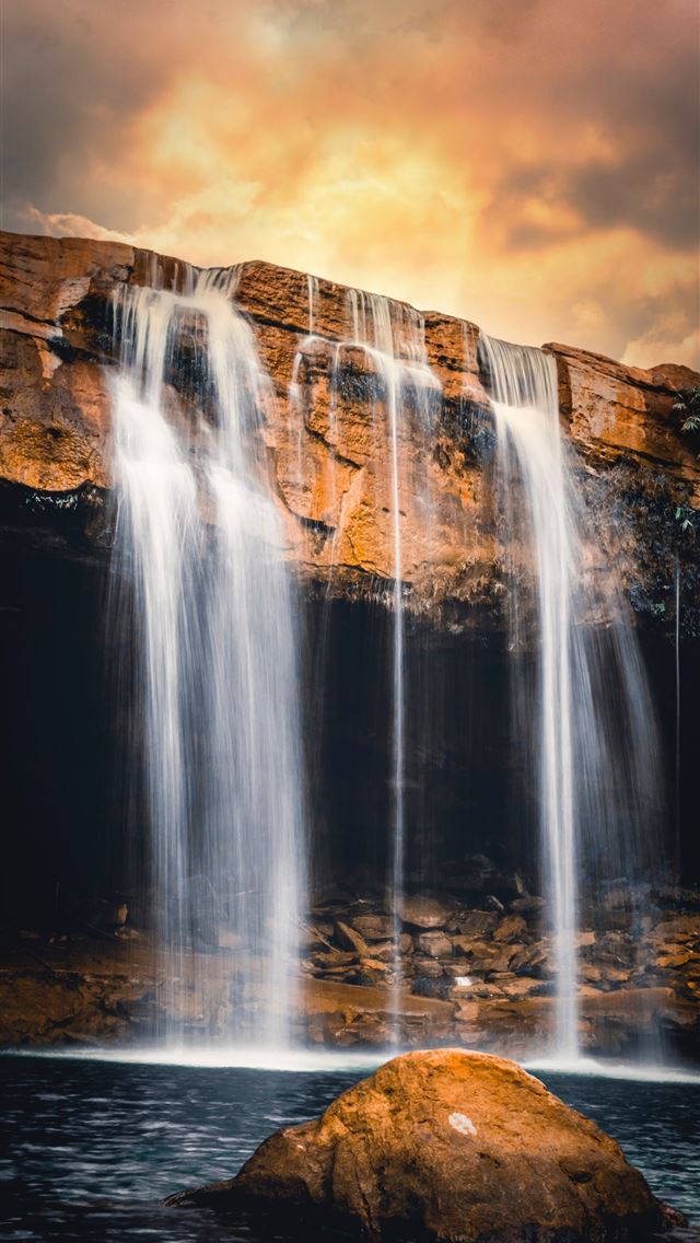 1290x2796 waterfalls in time lapse photo - waterfall iPhone Wallpaper