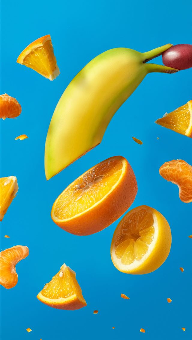 1290x2796 sliced lemon fruit on blue surface -  iphone 15 Wallpaper