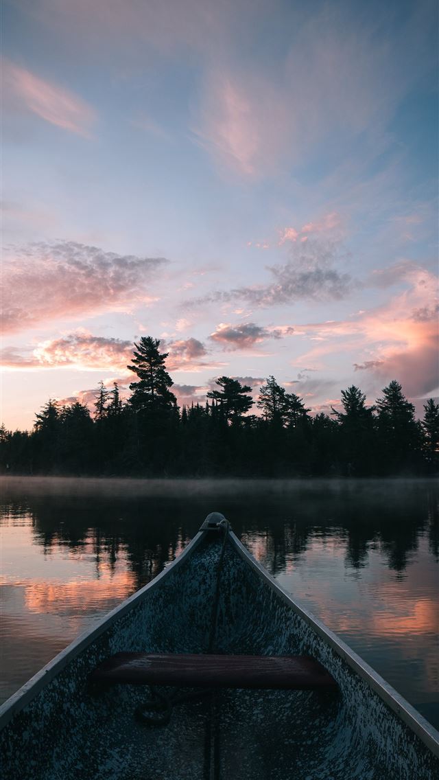 1290x2796 brown canoe on lake during sunset -  iphone 15 Wallpaper