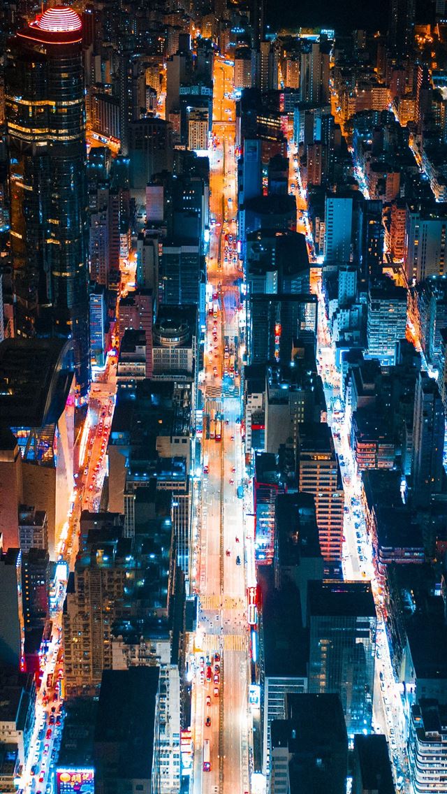 1290x2796 aerial view of city buildings during night time -  iphone 15 Wallpaper