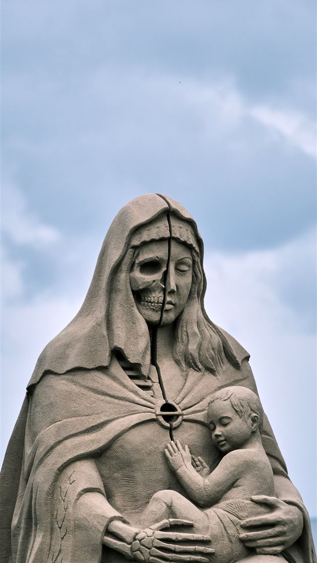1290x2796 gray concrete statue under blue sky during daytime -  iphone 15 Wallpaper