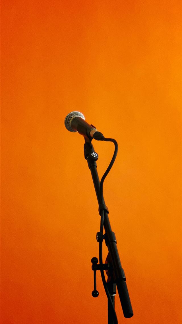 1290x2796 black and gray microphone with stand - orange iPhone Wallpaper