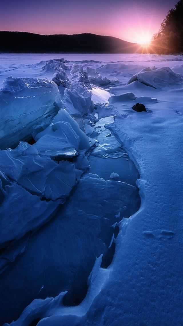 1290x2796 river between snows at blue hour -  iphone 15 Wallpaper
