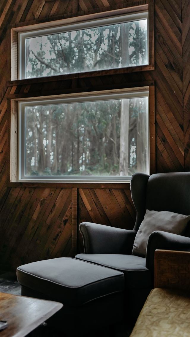1290x2796 empty gray wing chair - wood iPhone Wallpaper