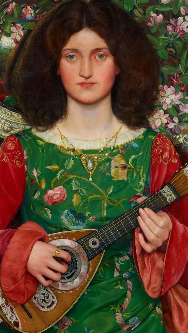 1290x2796 woman playing guitar painting -  iphone 15 Wallpaper