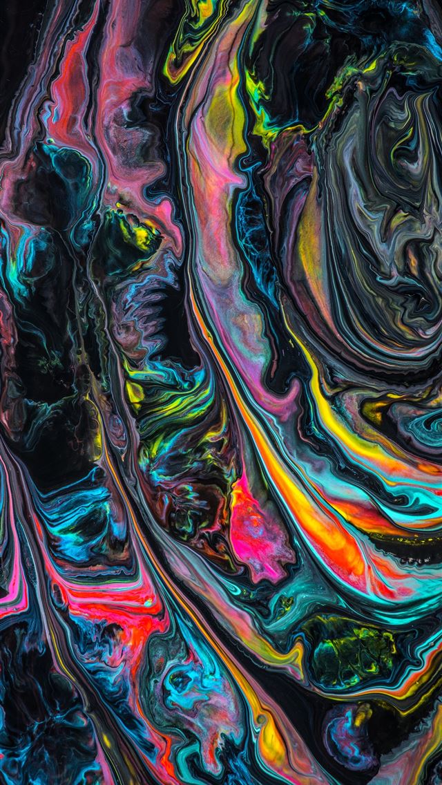 1290x2796 purple green and black abstract painting -  iphone 15 Wallpaper