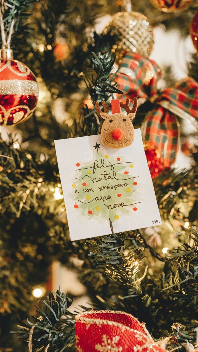 1290x2796 Christmas tree with ornaments - happy new year iPhone Wallpaper