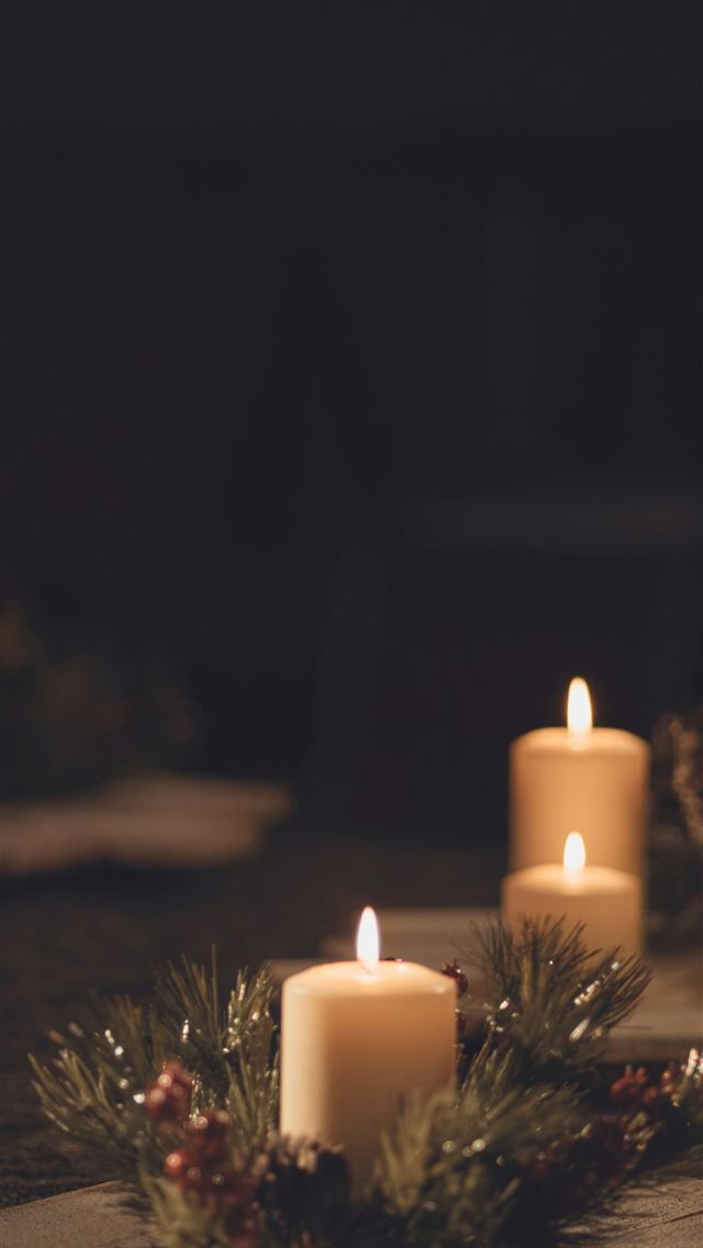 1290x2796 white pillar candle on brown wooden table - fire iPhone Wallpaper