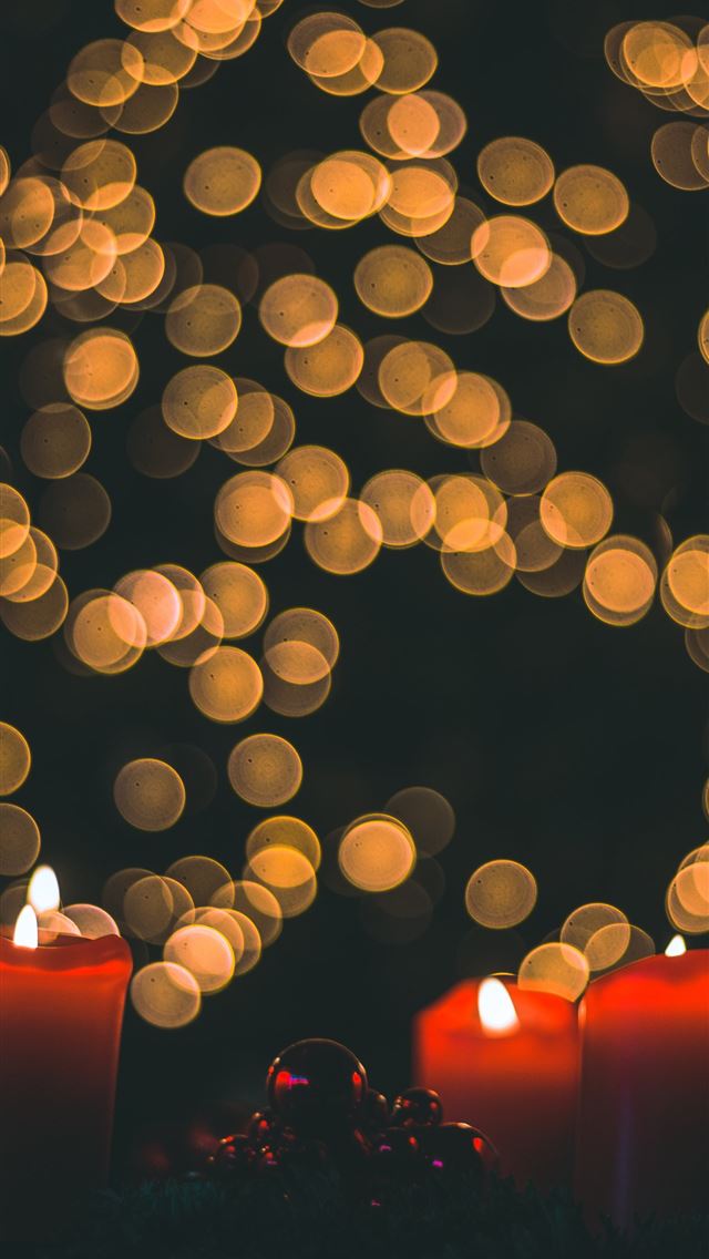 1290x2796 three lighted pillar candles - lights iPhone Wallpaper