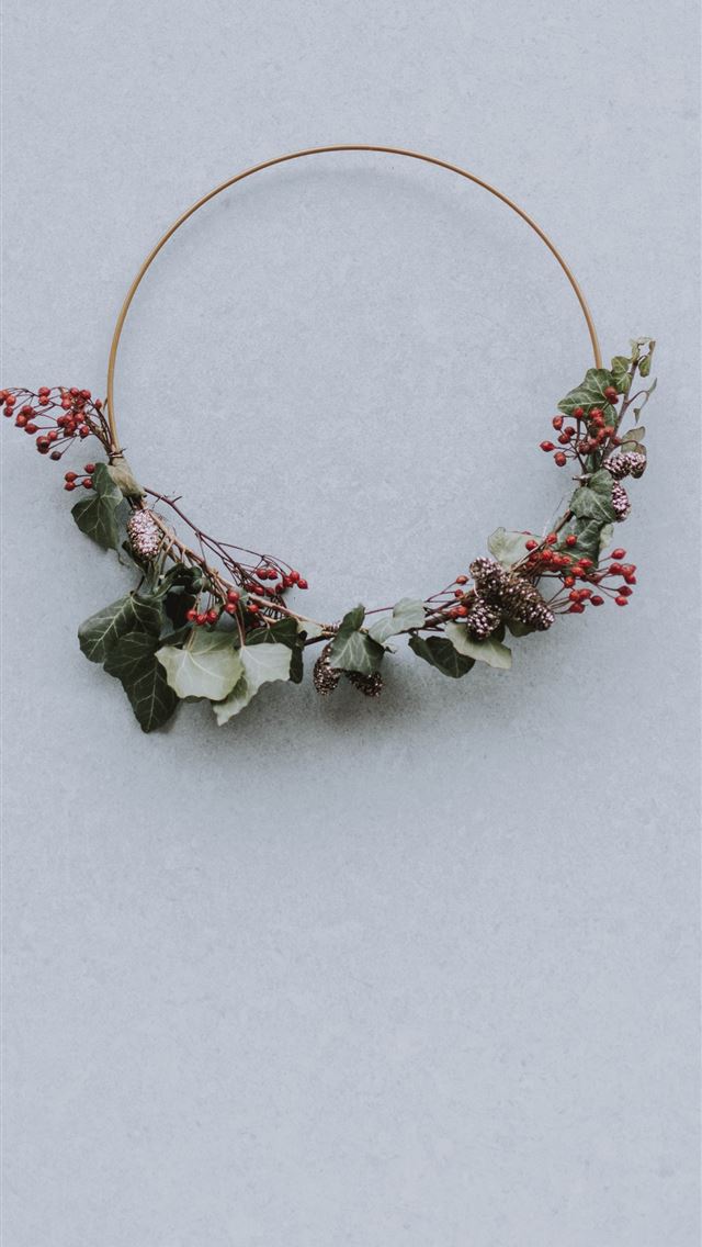 1290x2796 red green and yellow floral wreath -  iphone 15 Wallpaper