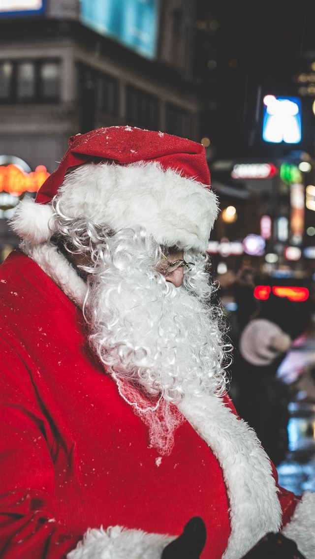 1290x2796 Santa Claus standing near buildings - christmas iPhone Wallpaper