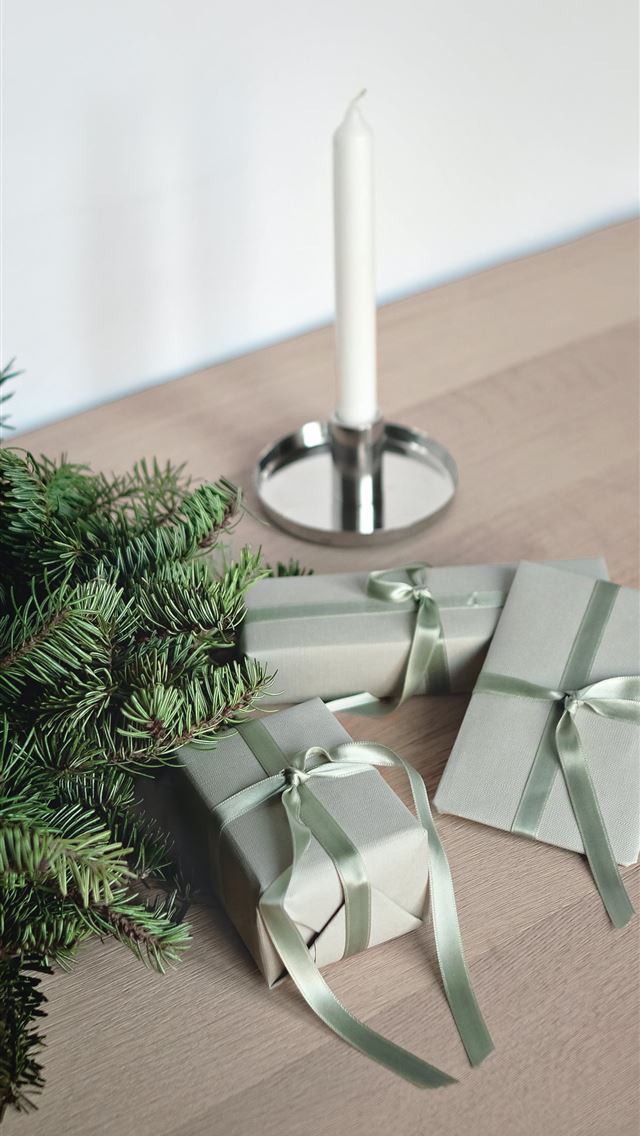 1290x2796 three gift boxes with ribbons on table - tree iPhone Wallpaper