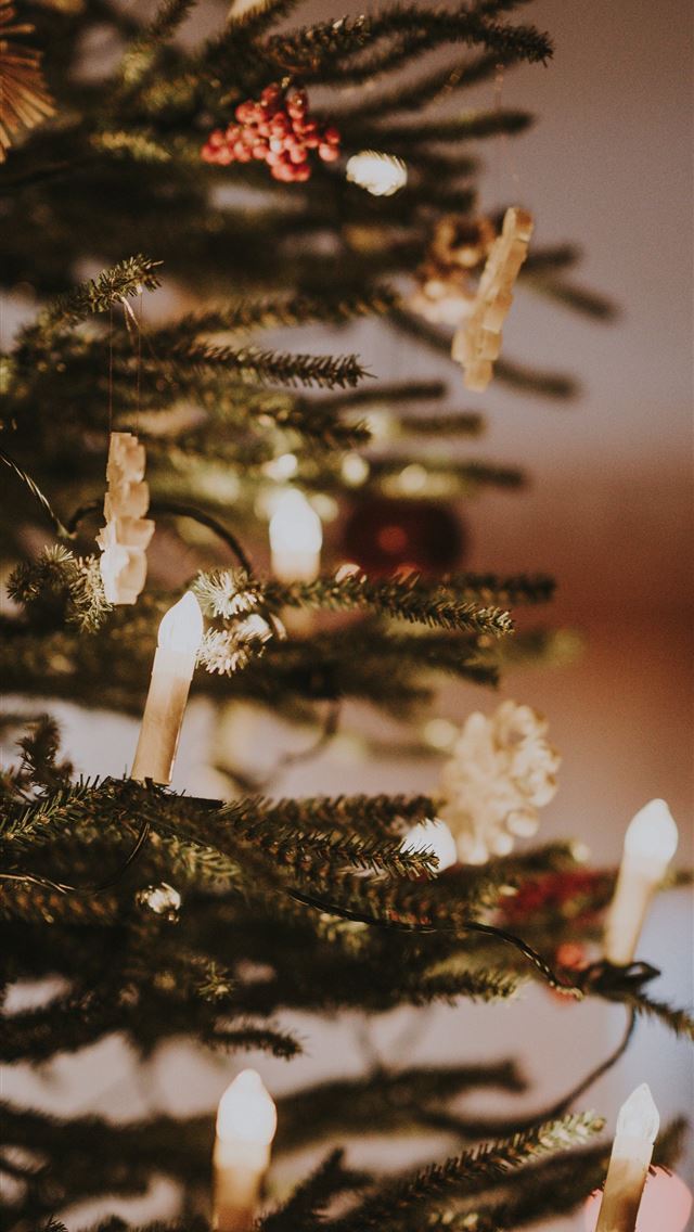 1290x2796 green Christmas tree wit ornaments - christmas tree iPhone Wallpaper