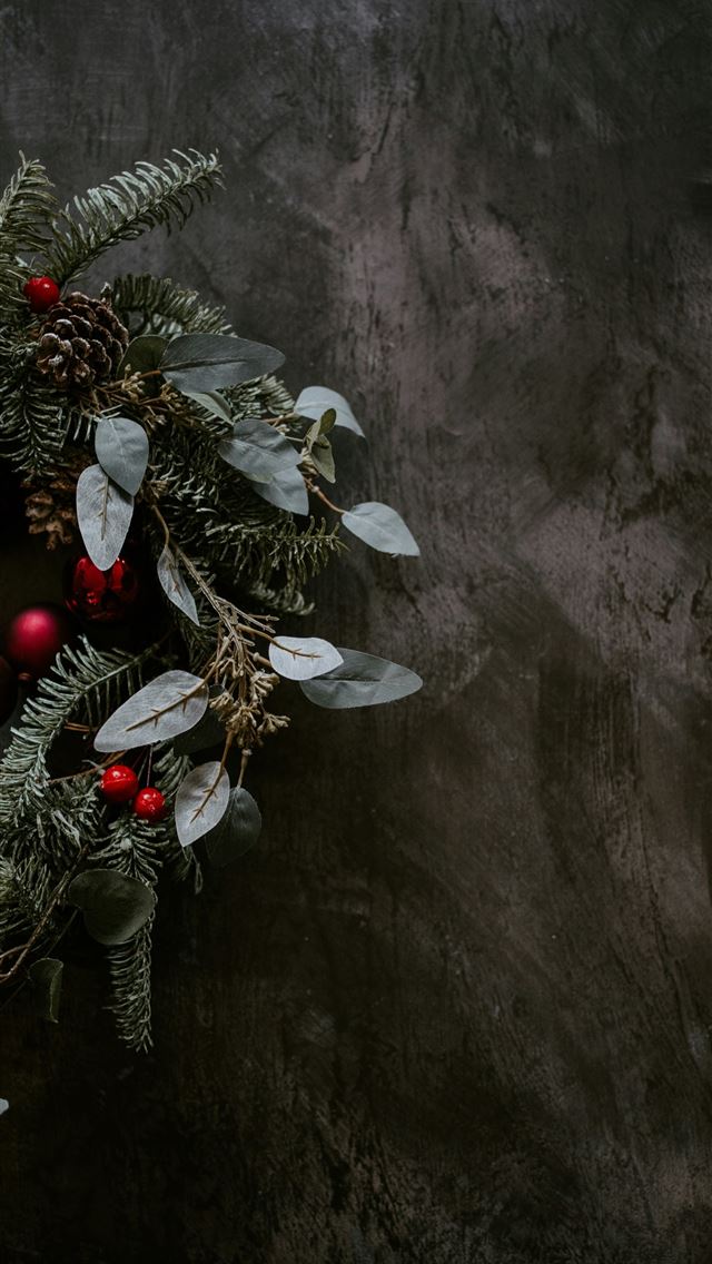 1290x2796 shallow focus photo of green wreath - holiday iPhone Wallpaper