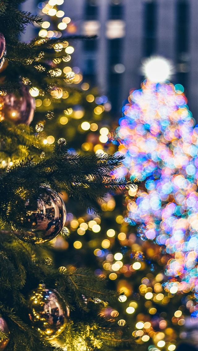 1290x2796 green christmas tree with string lights -  iphone 15 Wallpaper