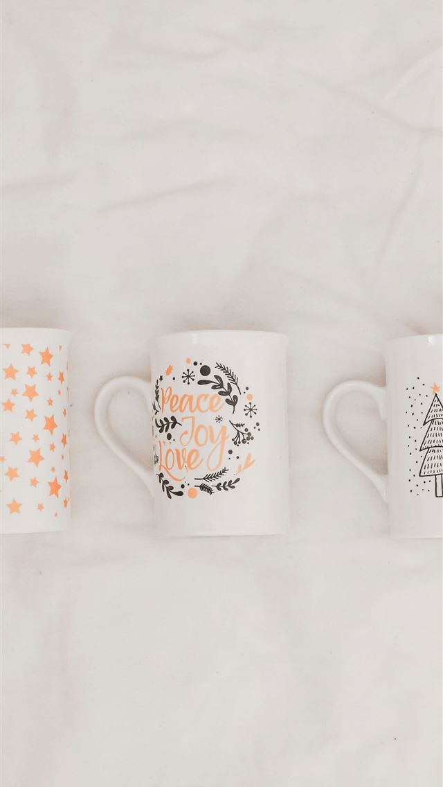 1290x2796 three white and multicolored ceramic mugs on white... - instagram iPhone Wallpaper