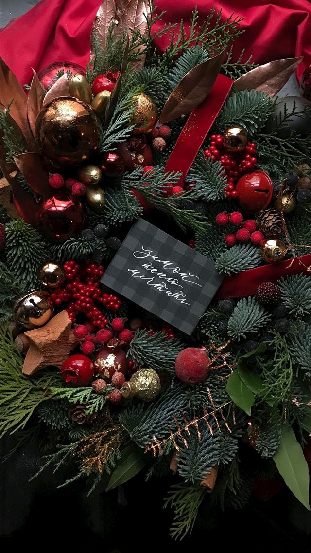 1290x2796 Christmas wreath - flower iPhone Wallpaper