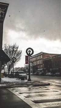 empty roadway with buildings wallpaper