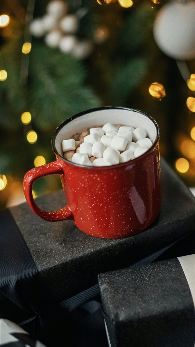 1290x2796 white and red ceramic mug on black box - coffee iPhone Wallpaper