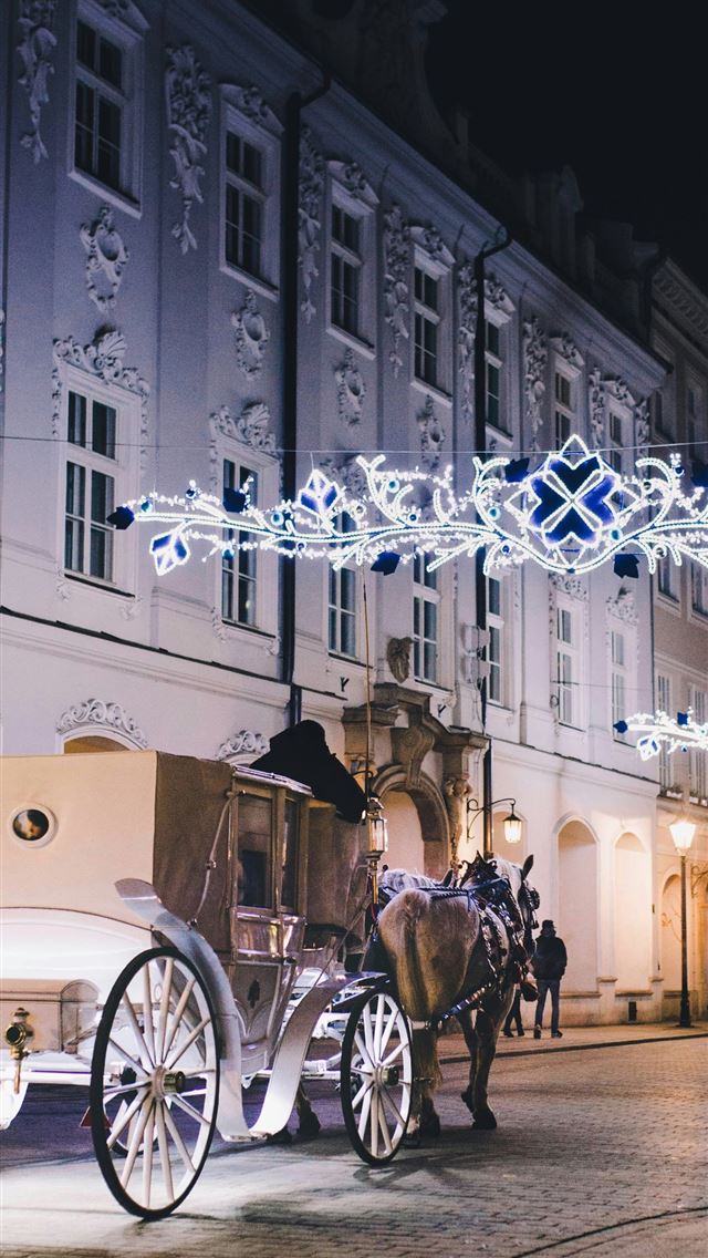 1290x2796 horse with carriage near building - horse iPhone Wallpaper