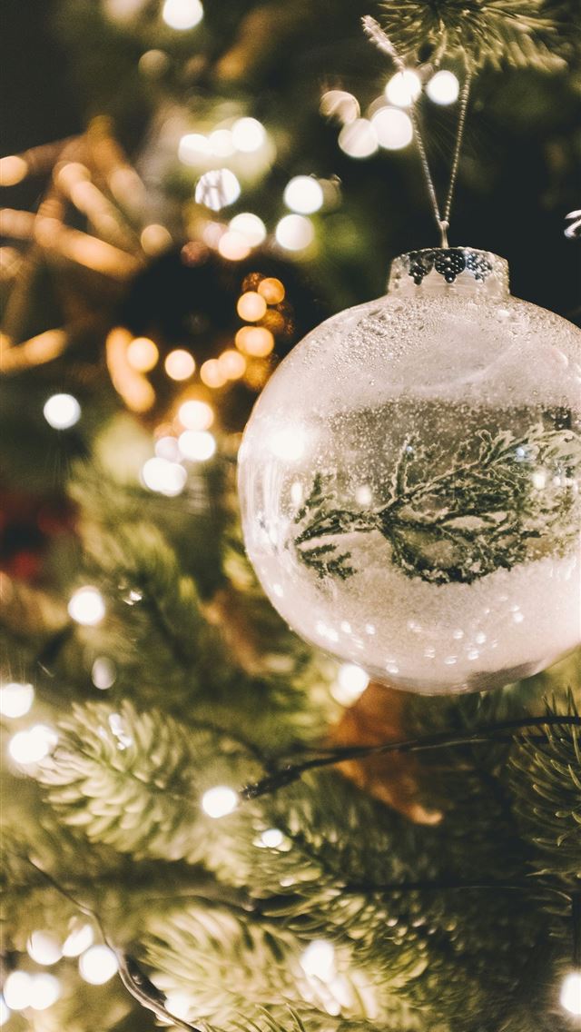 1290x2796 white clear glass Christmas bauble -  iphone 15 Wallpaper
