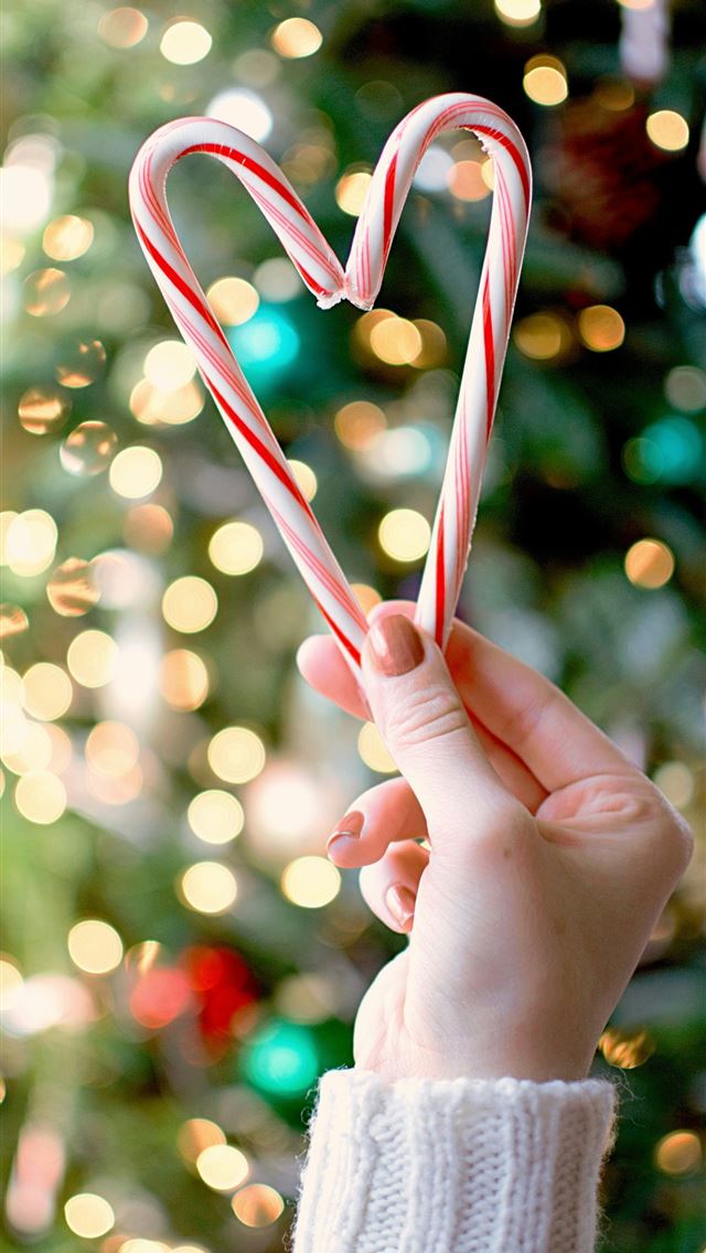 1290x2796 two candy canes - heart iPhone Wallpaper