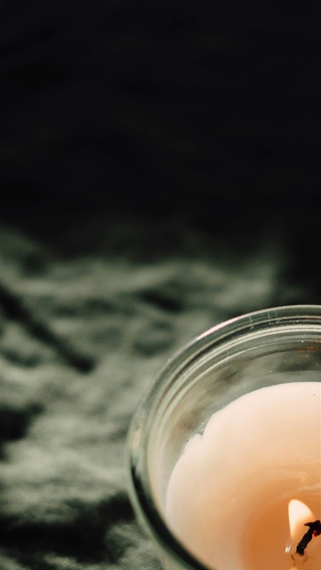 1290x2796 white candle in clear glass jar - peaceful iPhone Wallpaper