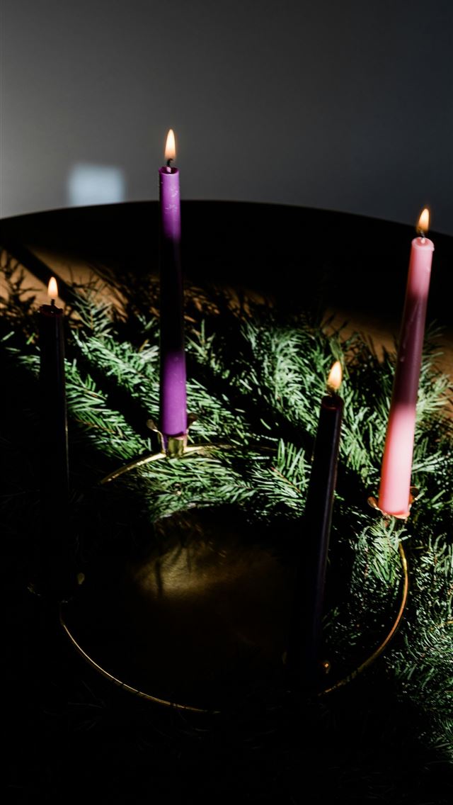 1290x2796 a group of candles sitting on top of a table - fire iPhone Wallpaper