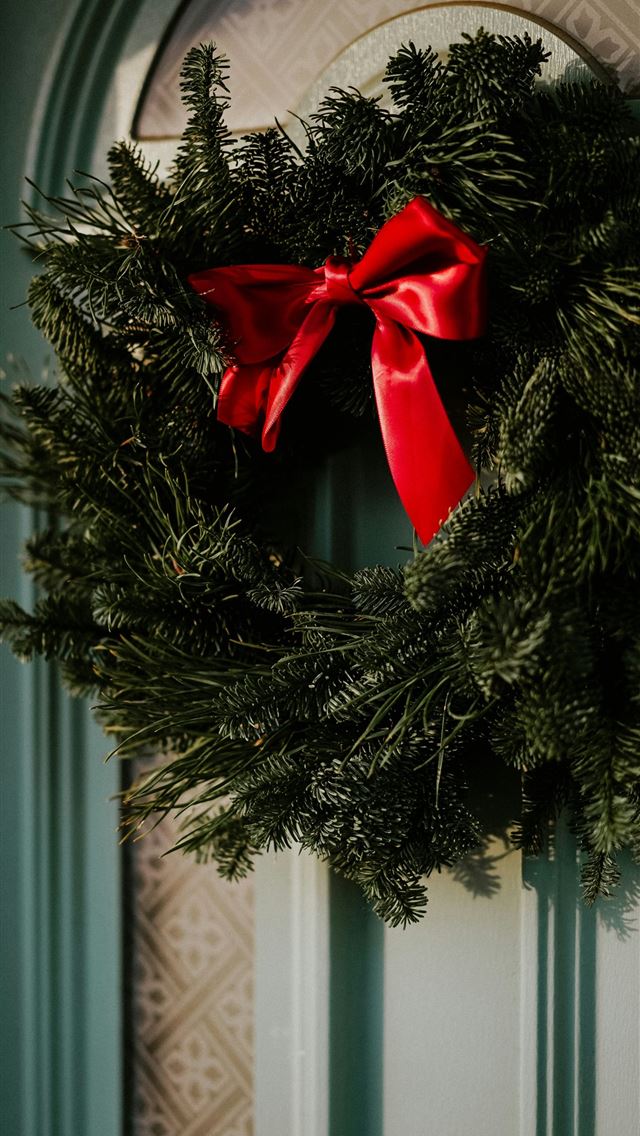 1290x2796 green door wreath on door -  iphone 15 Wallpaper